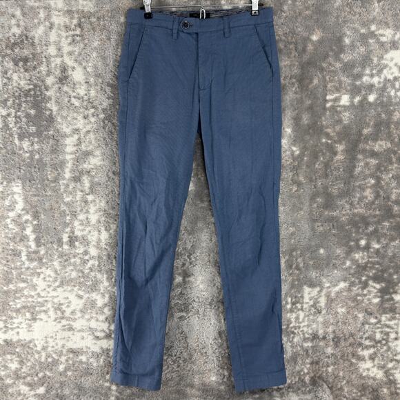Ted Baker Pants - Ted Baker Size 28R Stretch Flat Front Casual Pants Blue Button Zip Straight Leg
